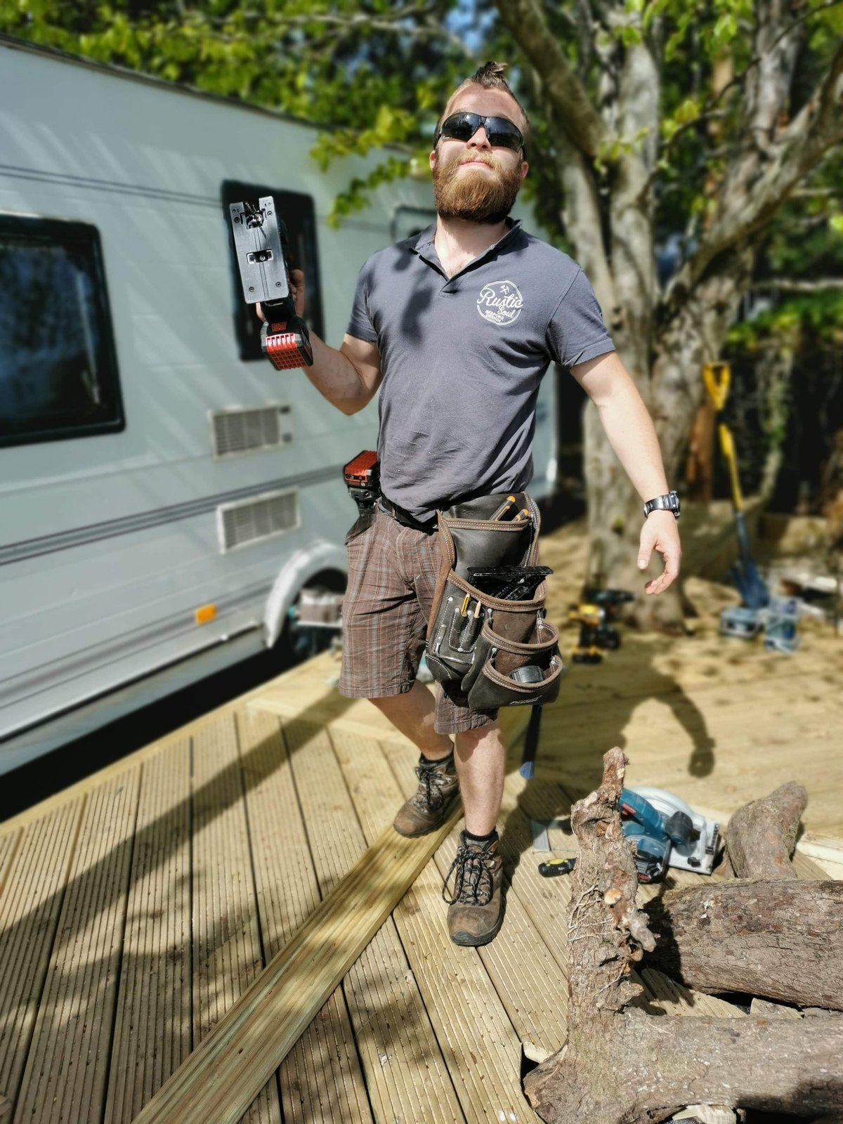 Seamus building a deck on site in Co. Louth